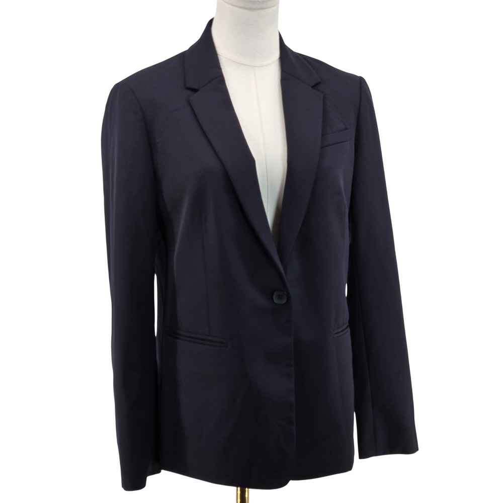Everlane Blazer Womens 4 Blue‎ Slim Fit One Button Wool Shell Lined Jacket